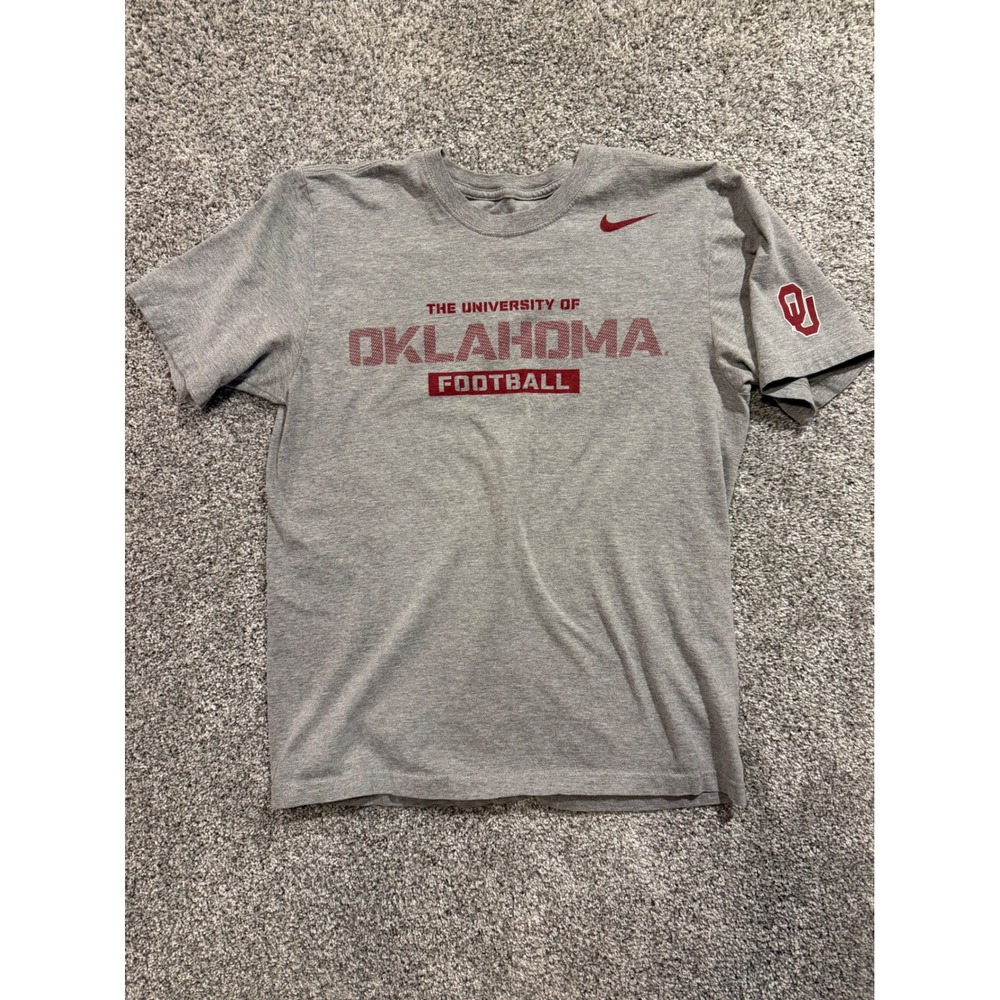 Nike Oklahoma Sooners Football‎ T Shirt Mens Medium Gray Short Sleeve